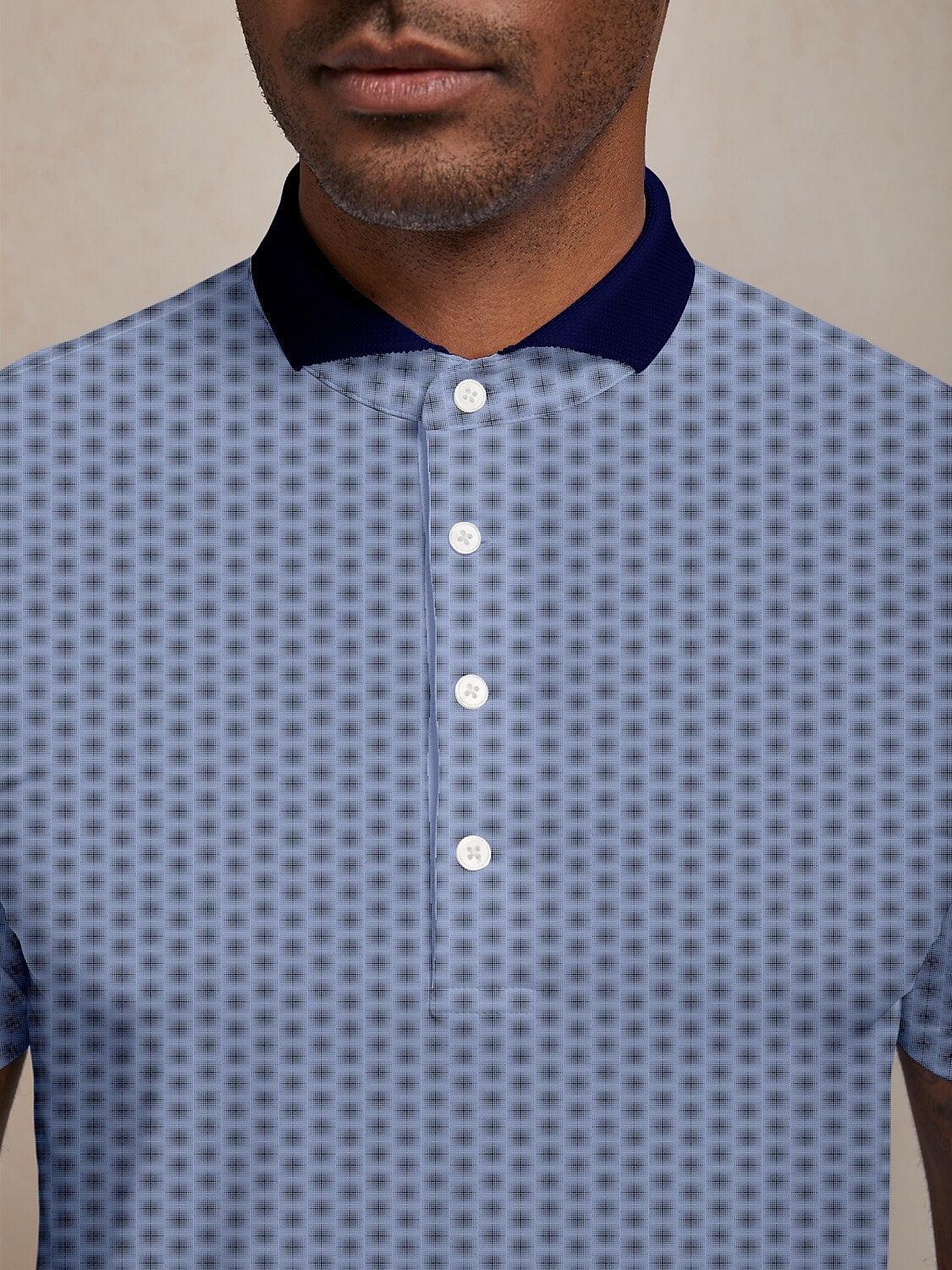 Verspieltes Herren-Poloshirt mit geripptem Kragen, maritimem Motiv und LSF 50+