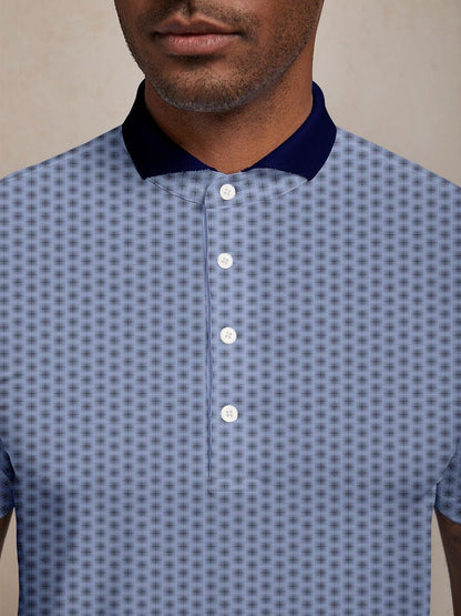 Verspieltes Herren-Poloshirt mit geripptem Kragen, maritimem Motiv und LSF 50+