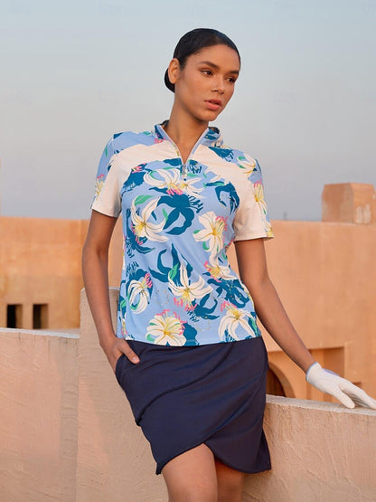 Premium Short Sleeve Mock Neck Quarterzip UPF50+