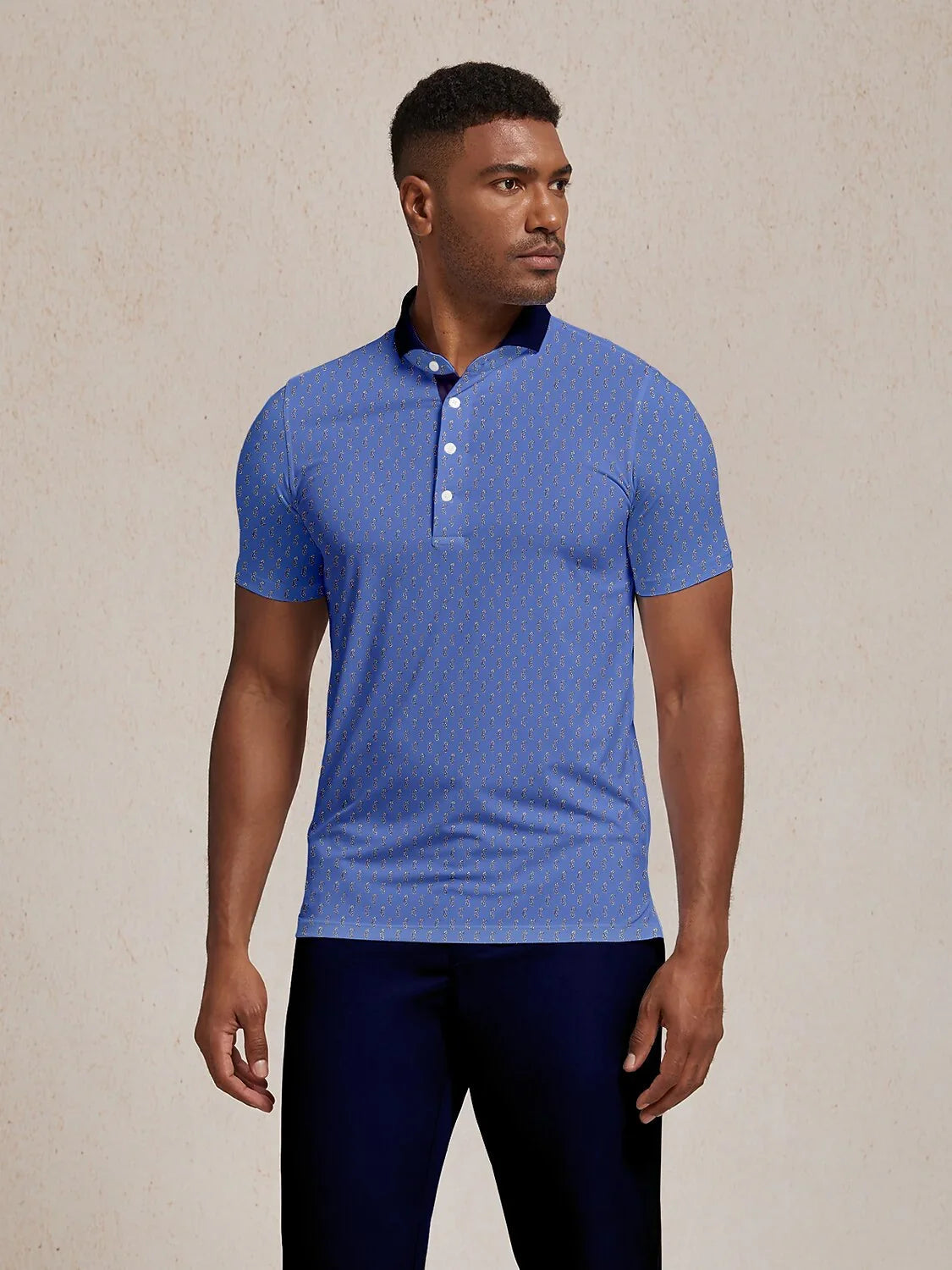 Polo homme marin fantaisie à col côtelé UPF50+