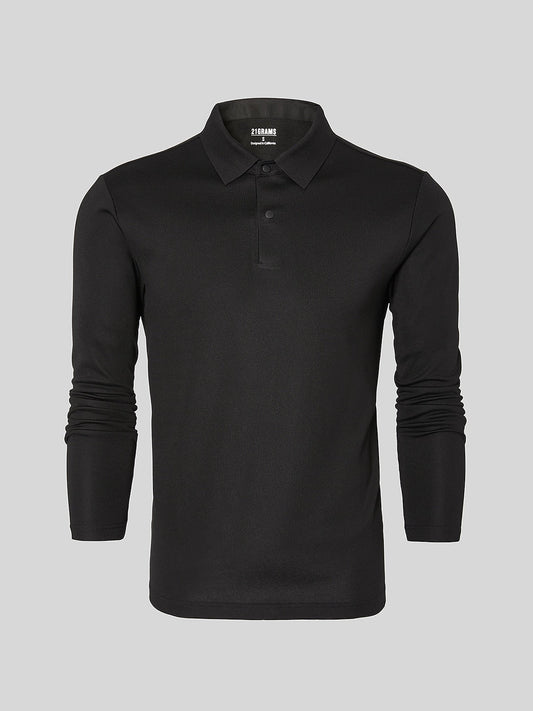 Aqua Wool Men's Snap buttons Long Sleeve Polo Shirt