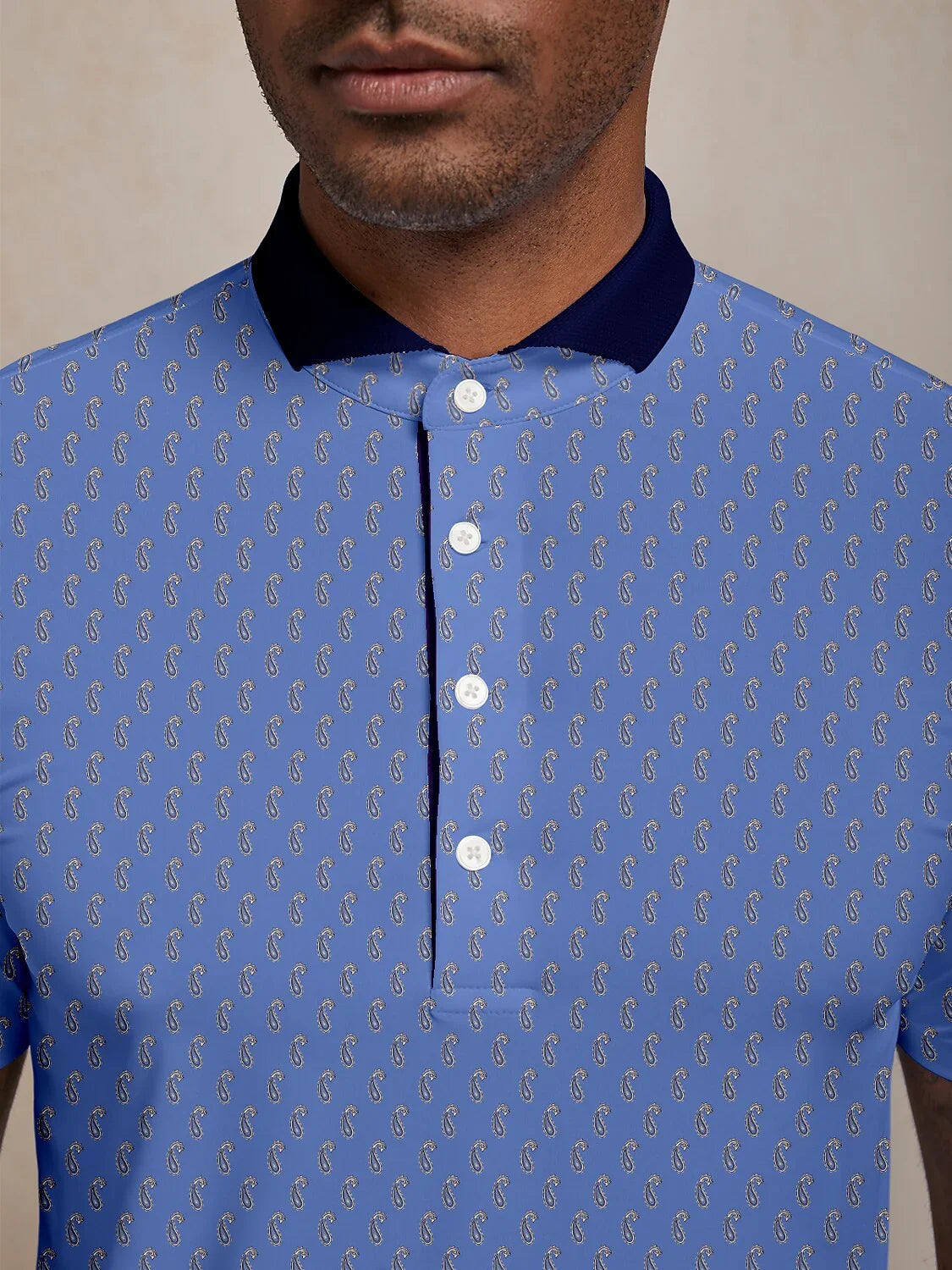 Polo homme marin fantaisie à col côtelé UPF50+