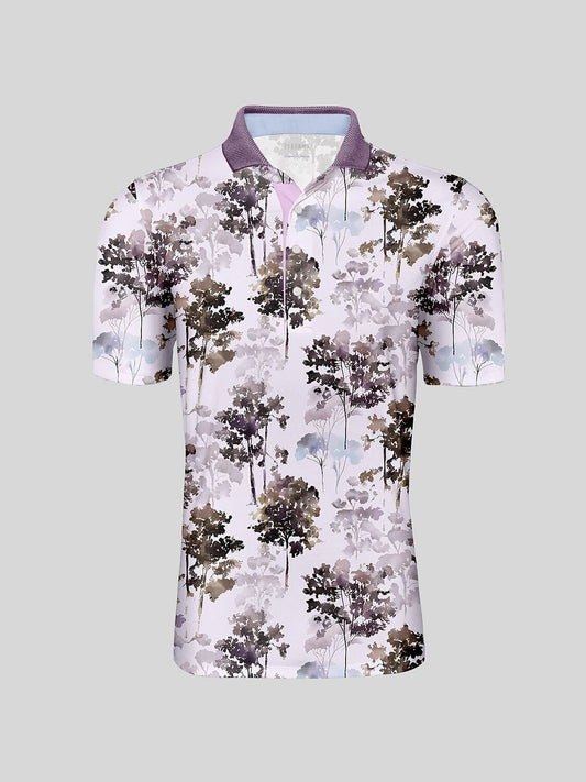 Hyped-up Tropical Men's Ribbed Collar Polo Top UPF50+